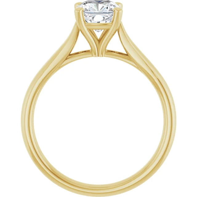 1 CT Cushion Cut solitaire lab Diamond Engagement Ring for Women on yellow gold showing under gallery 