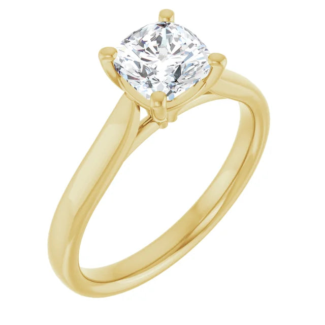 1 CT Cushion Cut solitaire lab Diamond Engagement Ring for Women on yellow gold side picture 