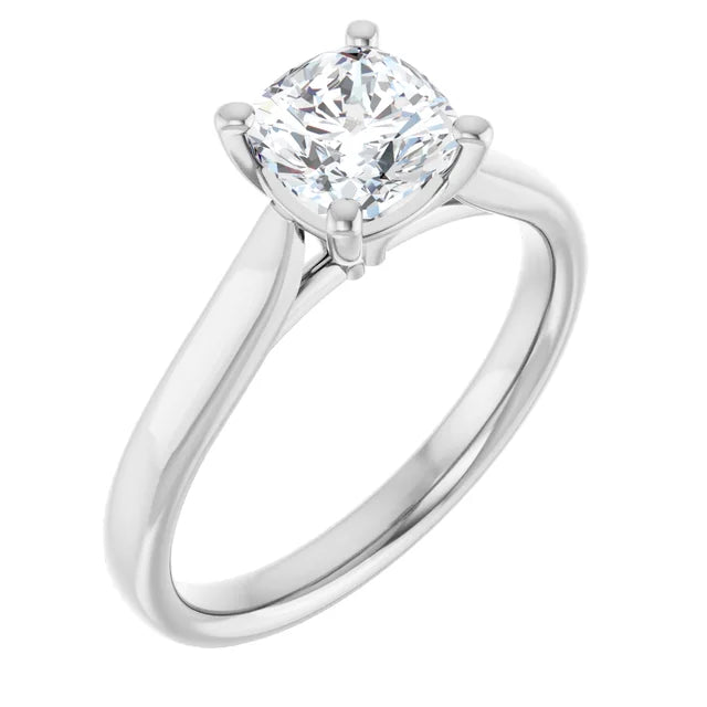 1 CT Cushion Cut solitaire lab Diamond Engagement Ring for Women sideway picture white gold 