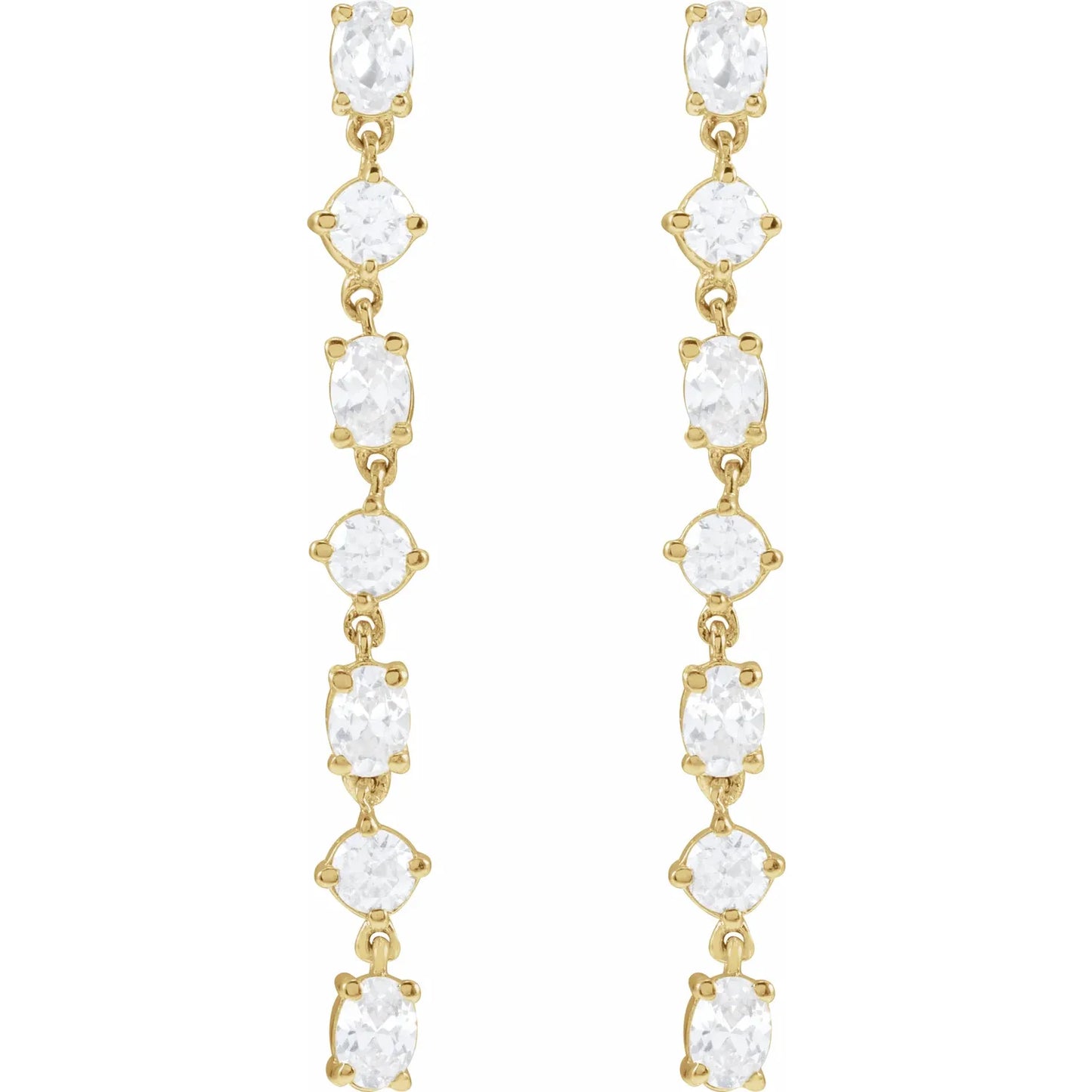 Seven-Stone Lab-Grown Diamond Dangle Earrings Yellow gold