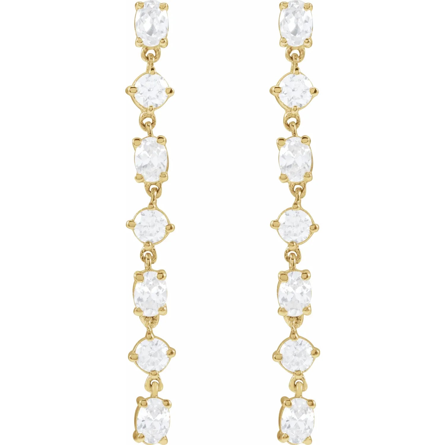 Seven-Stone Lab-Grown Diamond Dangle Earrings Yellow gold