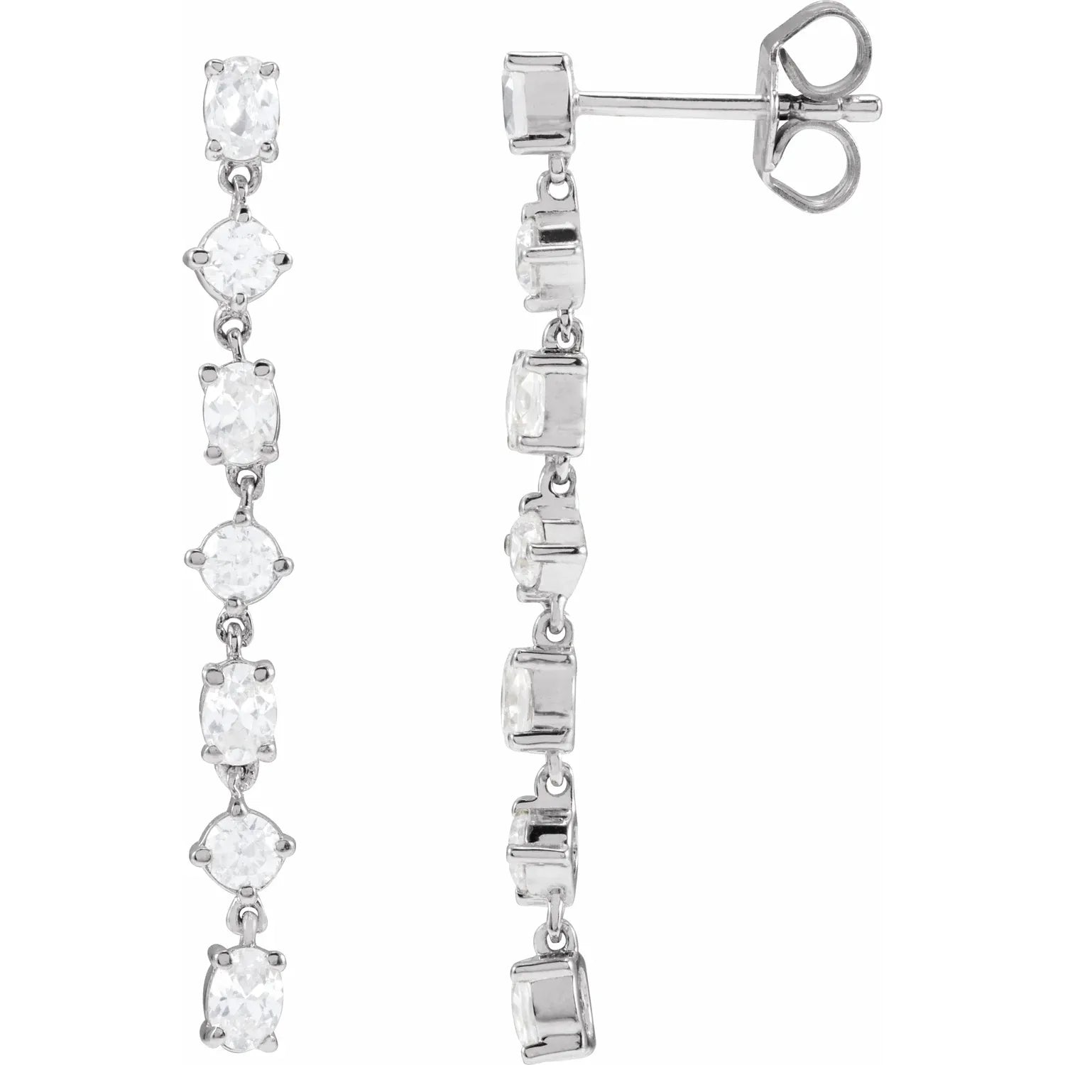 Seven-Stone Lab-Grown Diamond Dangle Earrings white gold