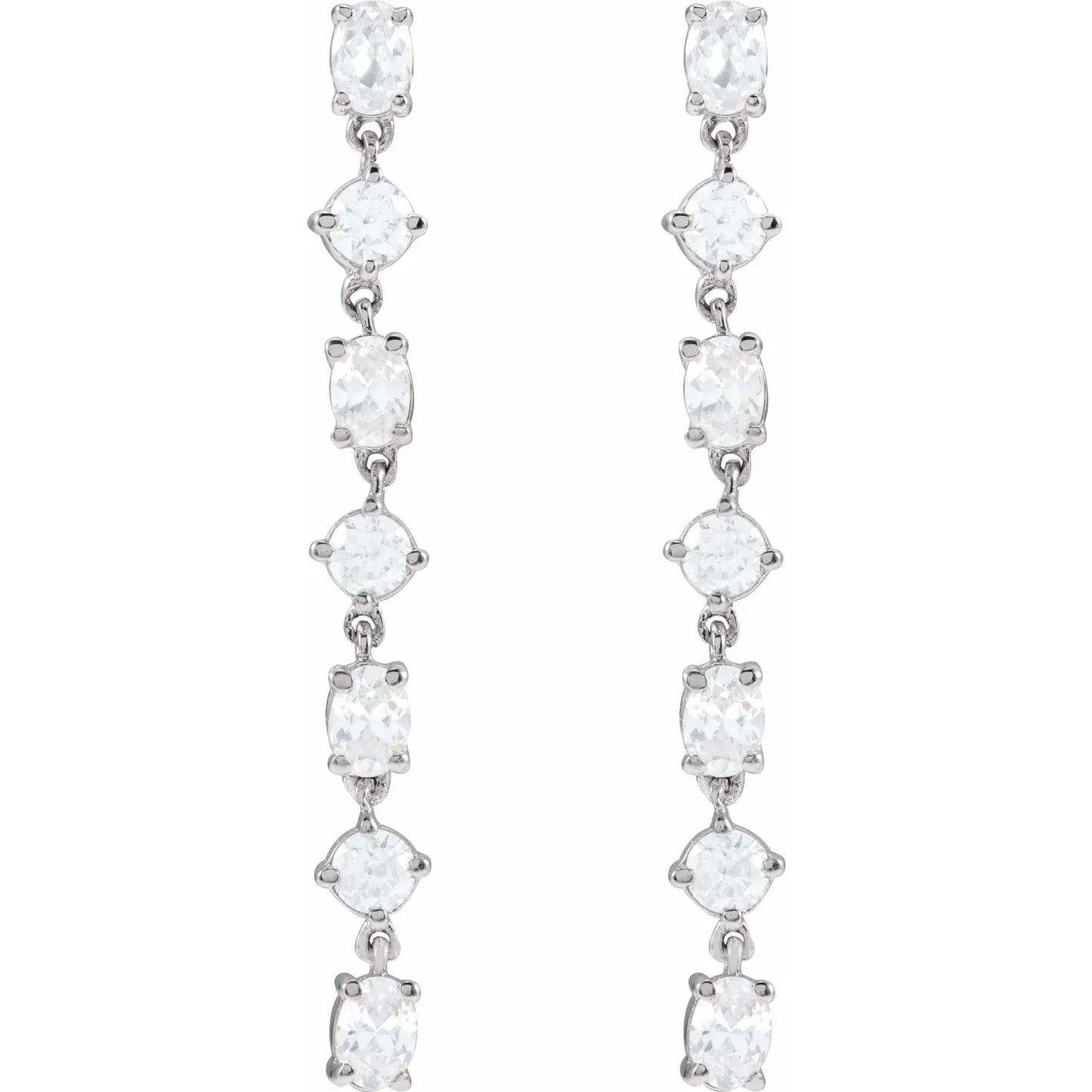 Seven-Stone Lab-Grown Diamond Dangle Earrings White gold 