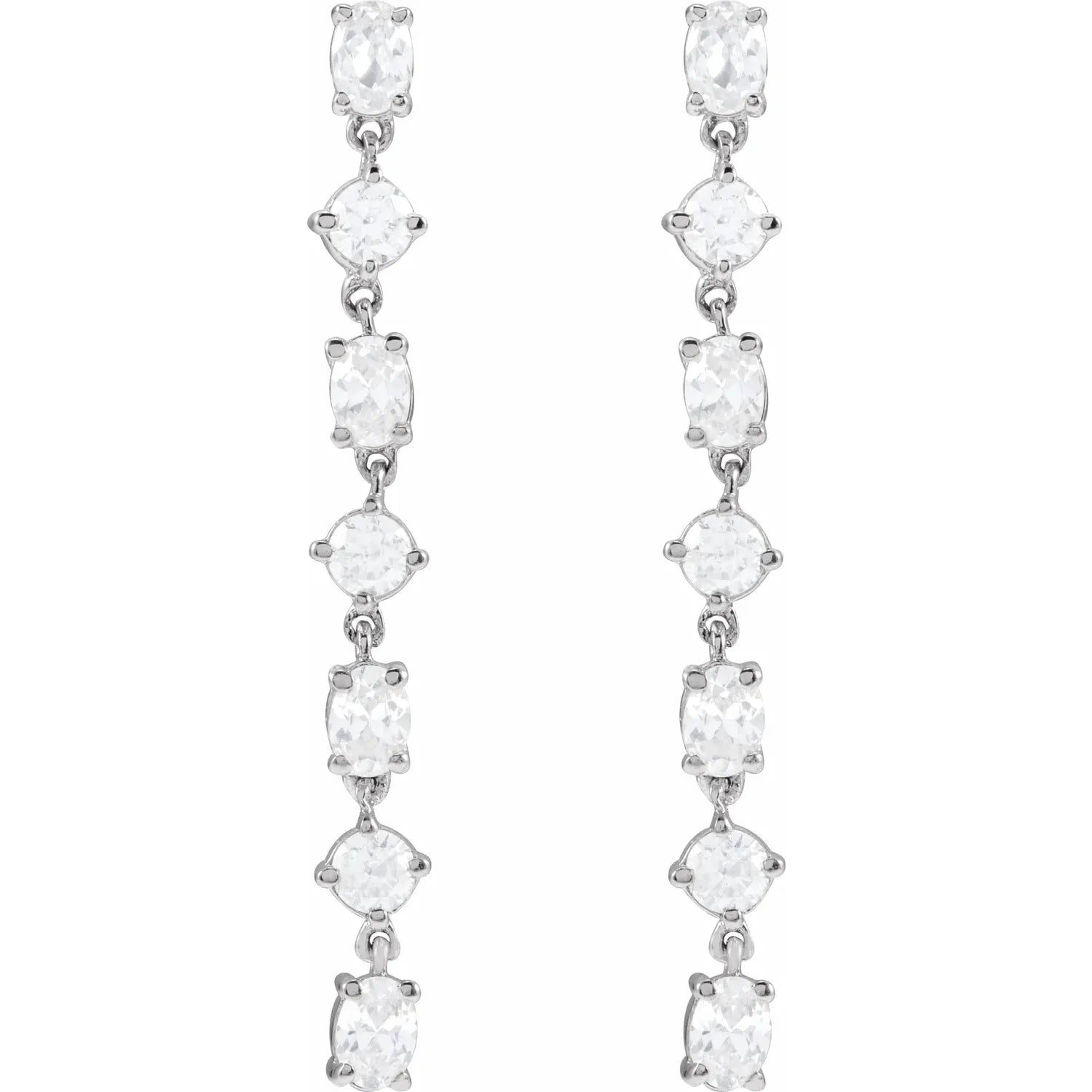 Seven-Stone Lab-Grown Diamond Dangle Earrings White gold 