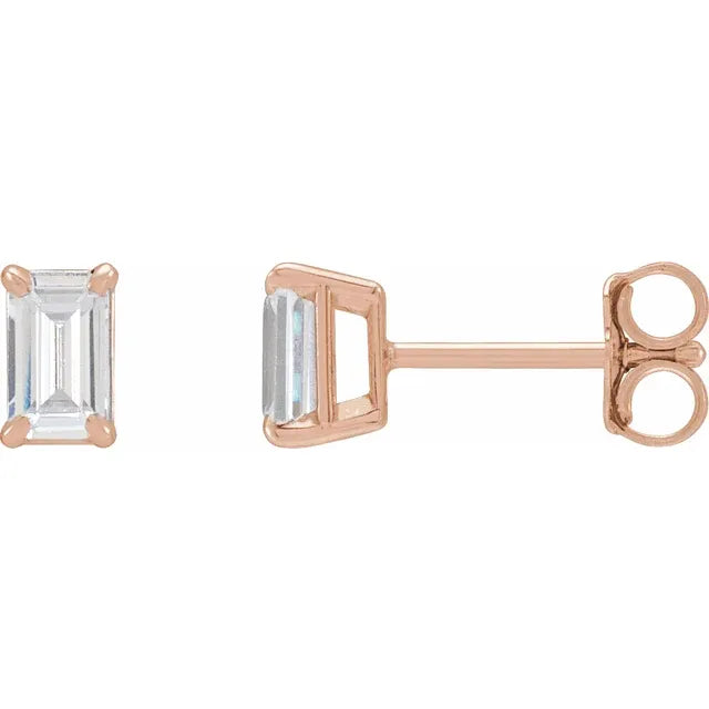 1.5 CTW Emerald Cut Lab Grown Diamond Stud Earring Rose Gold