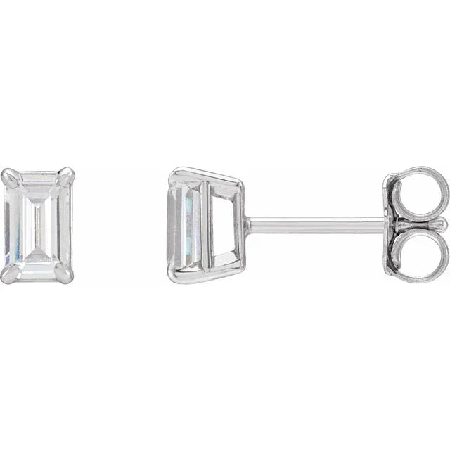 1.5 CTW Emerald Cut Lab Grown Diamond Stud Earring White Gold