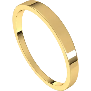 Flat Tapered wedding Band for women yellow gold sideway picture 