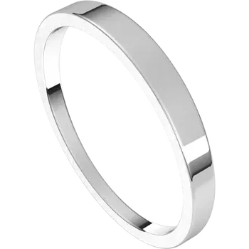 Flat Tapered wedding Band for women white gold sideway picture 