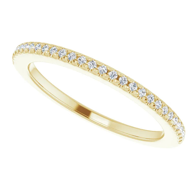 French Set Diamond Wedding band for women yellow gold