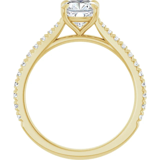 1 CT Cushion Cut lab Grown Diamond Engagement Ring for women on Yellow gold showing under gallery 