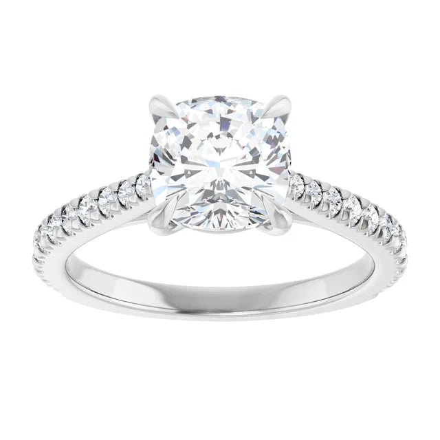 2 CT Cushion Cut lab Grown Diamond Engagement Ring for women on white gold