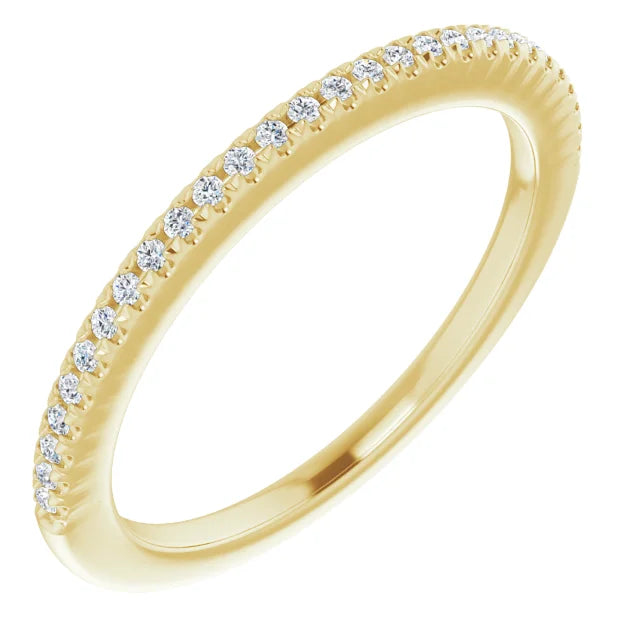 French Set Diamond Wedding band for women yellow gold picture from the side 