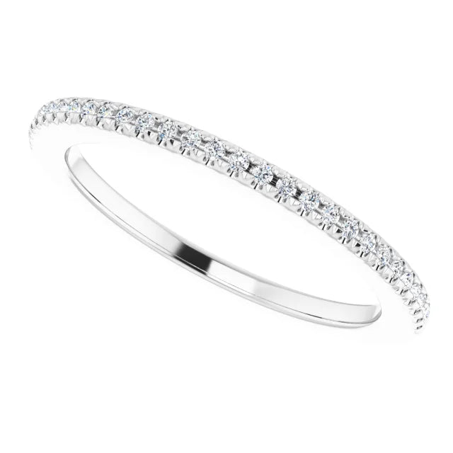 French Set Diamond Wedding band for women on white gold