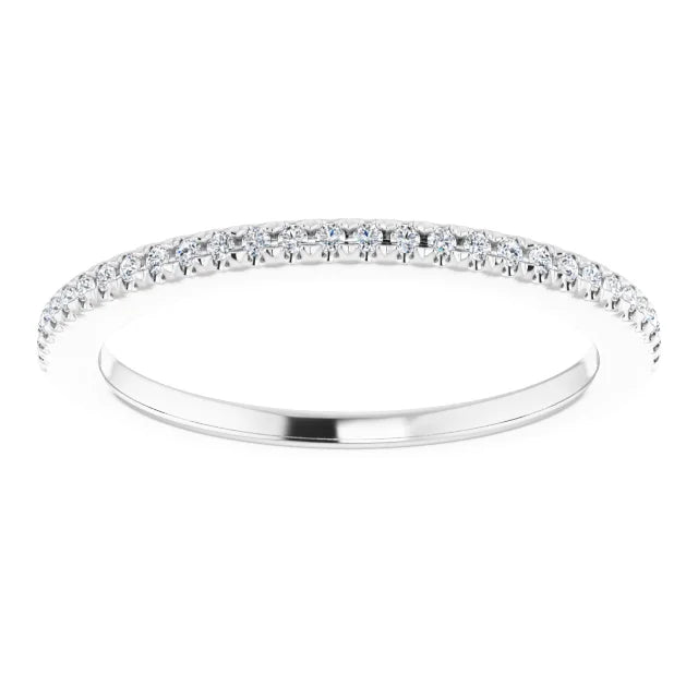 French Set Diamond Wedding band for women on platinum 