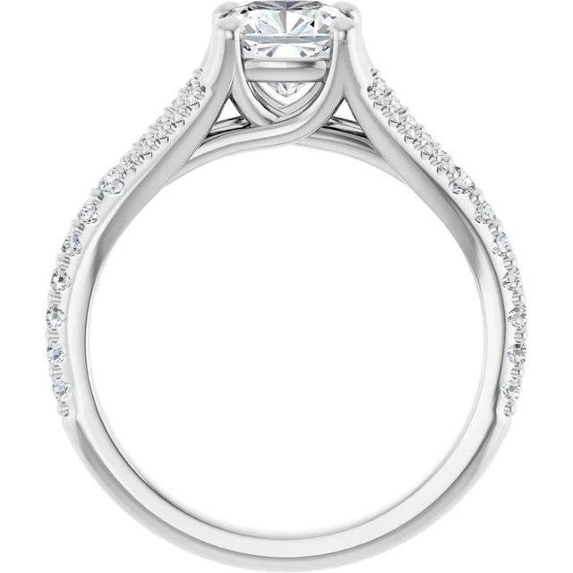 1 CT Accented Shank Cushion Cut Diamond engagement Ring on white gold showing under gallery 