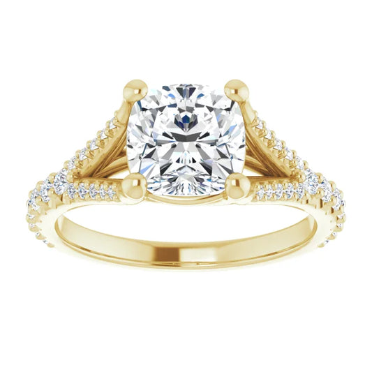 Accented Shank Cushion Cut Diamond engagement Ring 