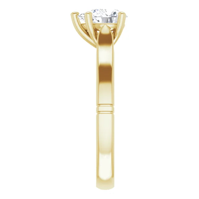 1 CT Pear solitaire Diamond engagement Ring yellow gold showing shank