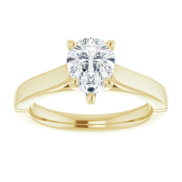 1 CT Pear solitaire Diamond engagement Ring yellow gold