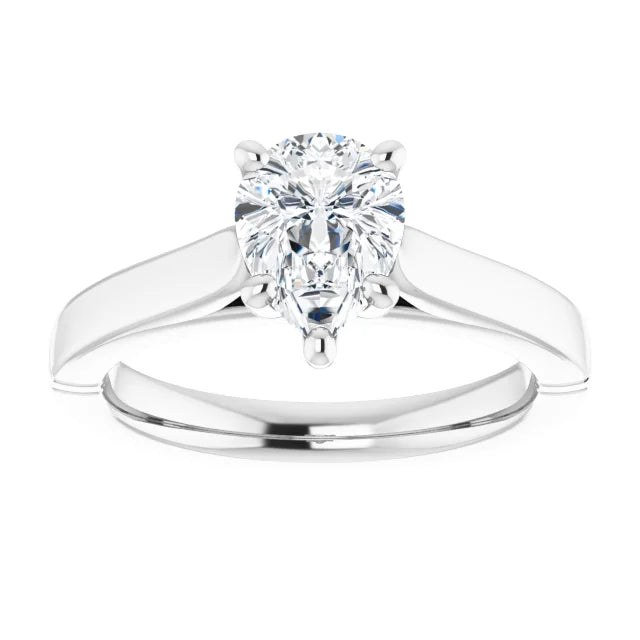 1 CT Pear solitaire Diamond engagement Ring white gold 