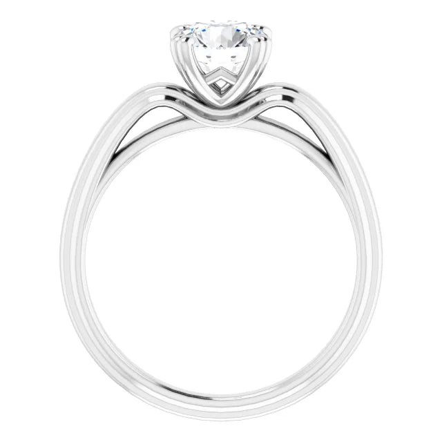 1 CT Round Lab Grown Diamond Engagement Ring on white gold showing details 