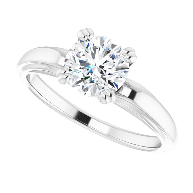 1 CT Round Lab Grown Diamond Engagement Ring white gold side picture 