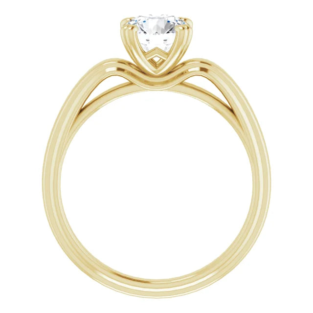 1 CT Round Lab Grown Diamond Engagement Ring 14K Yellow Gold Showing Details 