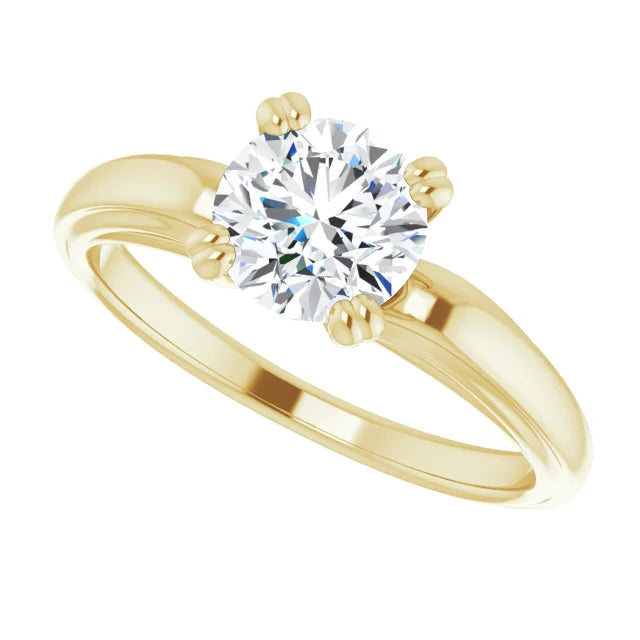 1 CT Round Lab Grown Diamond Engagement Ring Yellow Gold Side Image 