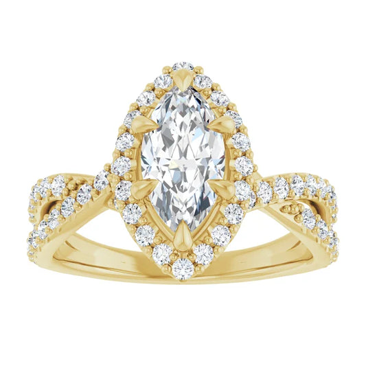 1 1/2 CTW pear shaped Diamond solitaire engagement ring for women on yellow gold