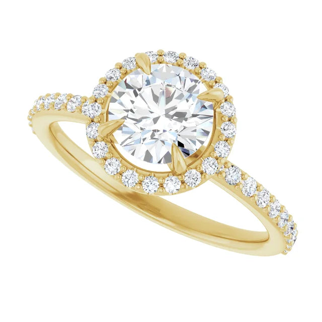 Halo Style Lab Grown Diamond Engagement Ring yellow gold showing Diamond 