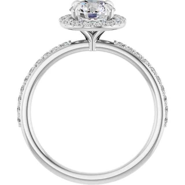 Halo Style Lab Grown Diamond Engagement Ring 14K White Gold