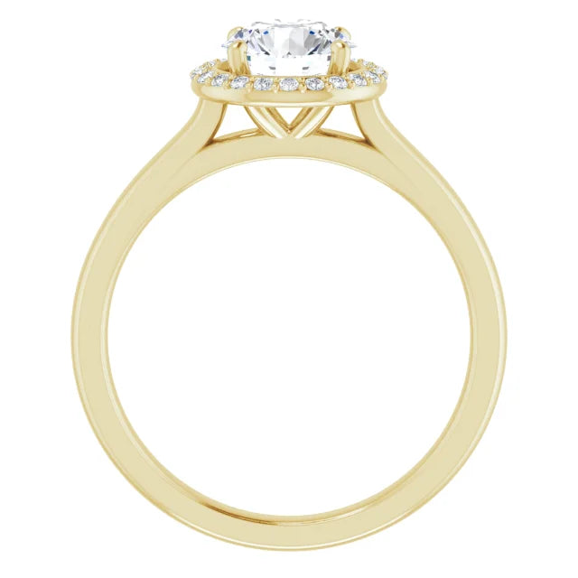 Halo Style Lab Grown Diamond Engagement Ring 14K Yellow Gold