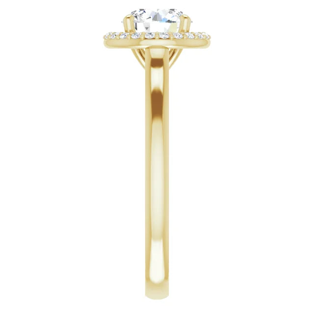 Halo Style Lab Grown Diamond Engagement Ring 14K Yellow Gold Showing Shanks 