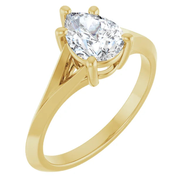 1 CT Diamond Pear Solitaire engagement ring for women yellow gold side picture