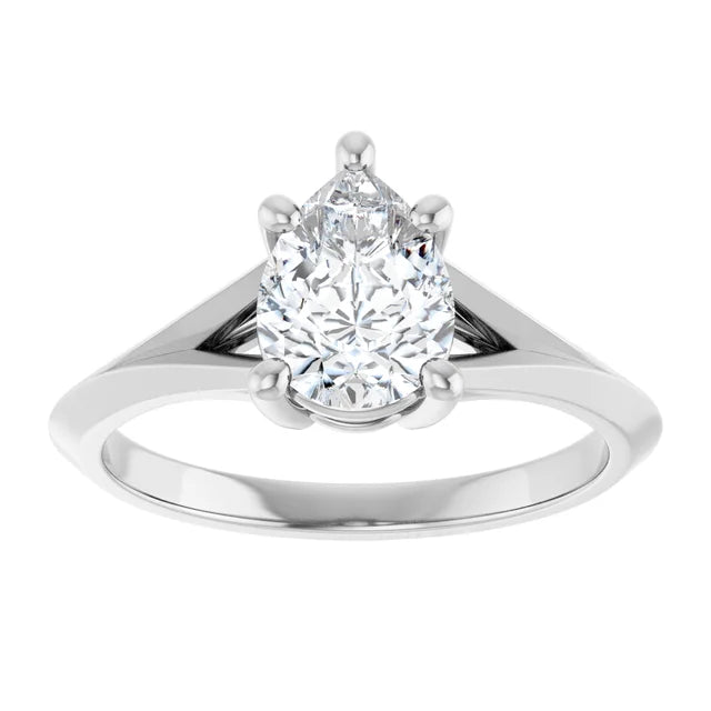 1 CT Diamond Pear Solitaire engagement ring for women on white gold