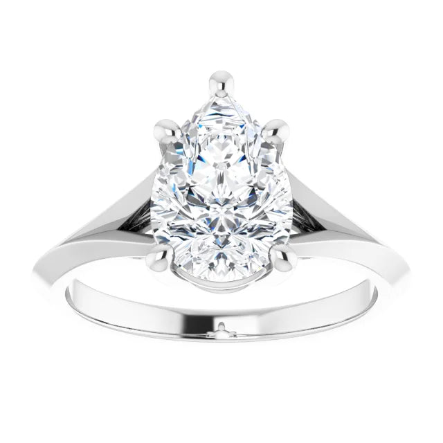 2 CT Diamond Pear Solitaire engagement ring for women on white gold