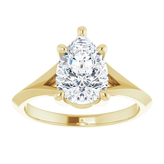 2 CT Diamond Pear Solitaire engagement ring for women yellow gold