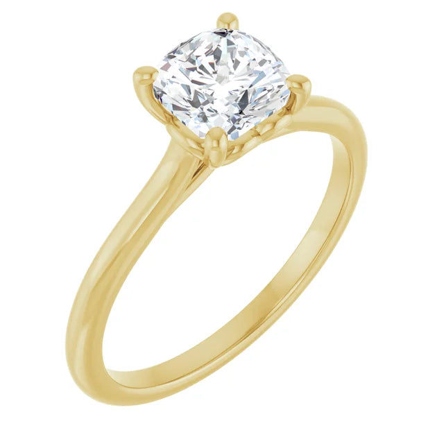 1 CT emerald cut diamond solitaire engagement ring sideway picture showing stone on yellow gold