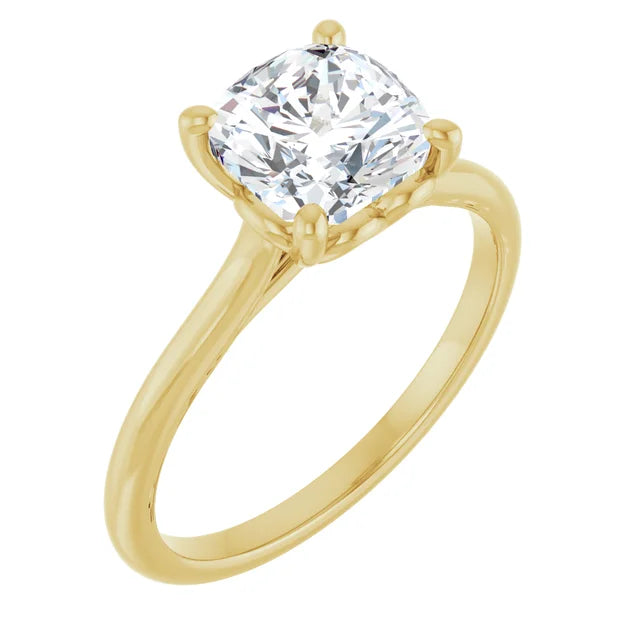 2 CT emerald cut diamond solitaire engagement ring yellow gold sideway picture show center stone 