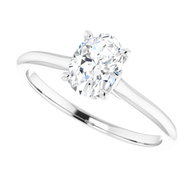 Heart round diamond engagement ring on White gold sideway picture showing center stone 