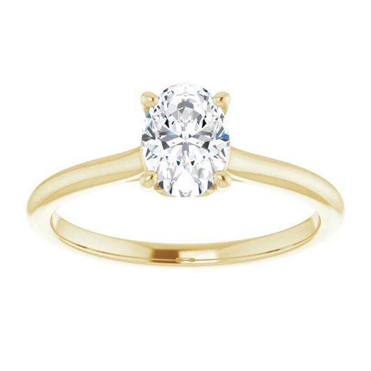 Heart round diamond engagement ring on Yellow gold showing center stone 