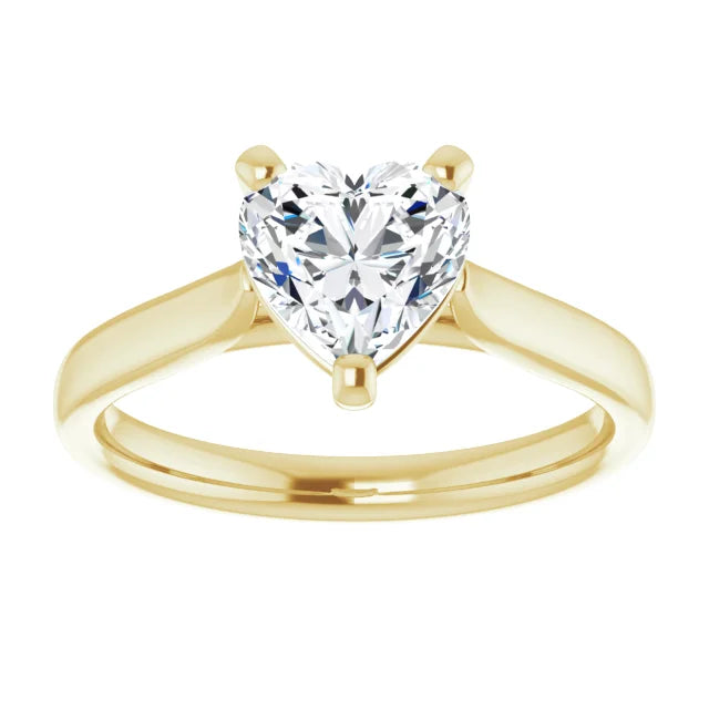   1 CT Hear Shape Lab Grown Diamond engagement Ring for Women Yellow gold