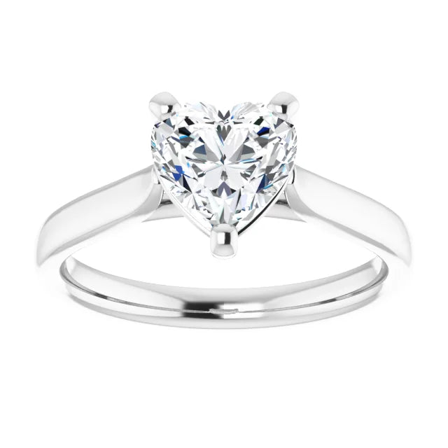  1 CT Hear Shape Lab Grown Diamond engagement Ring for Women white gold