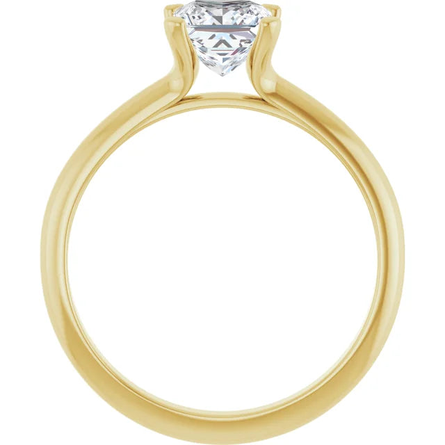  1 CT Lab Created Princess Cut Diamond engagement Ring yellow gold showing under gallery 