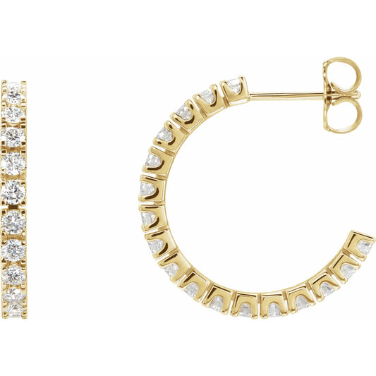 1 CTW lab grown diamond hoop earrings yellow gold show post