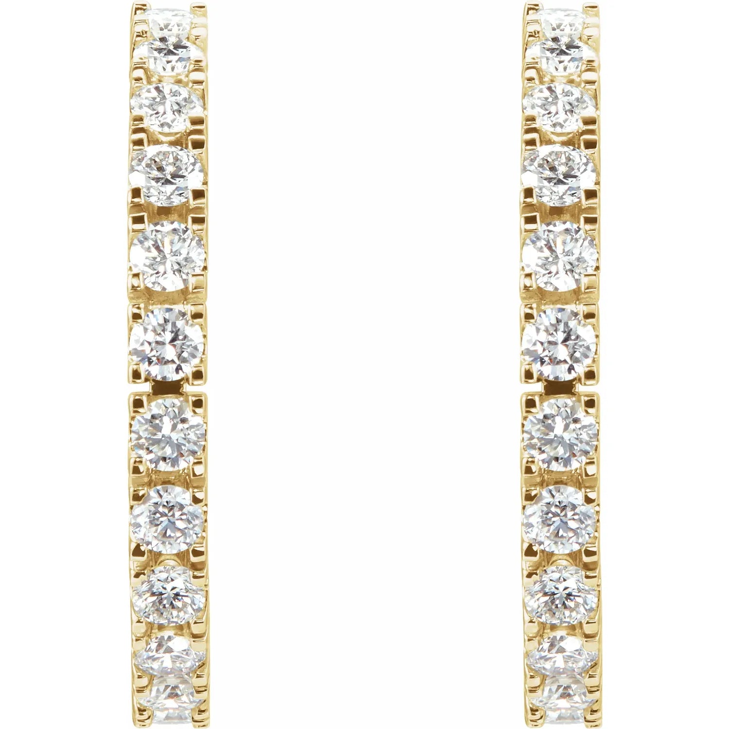 1 CTW lab grown diamond hoop earrings yellow gold