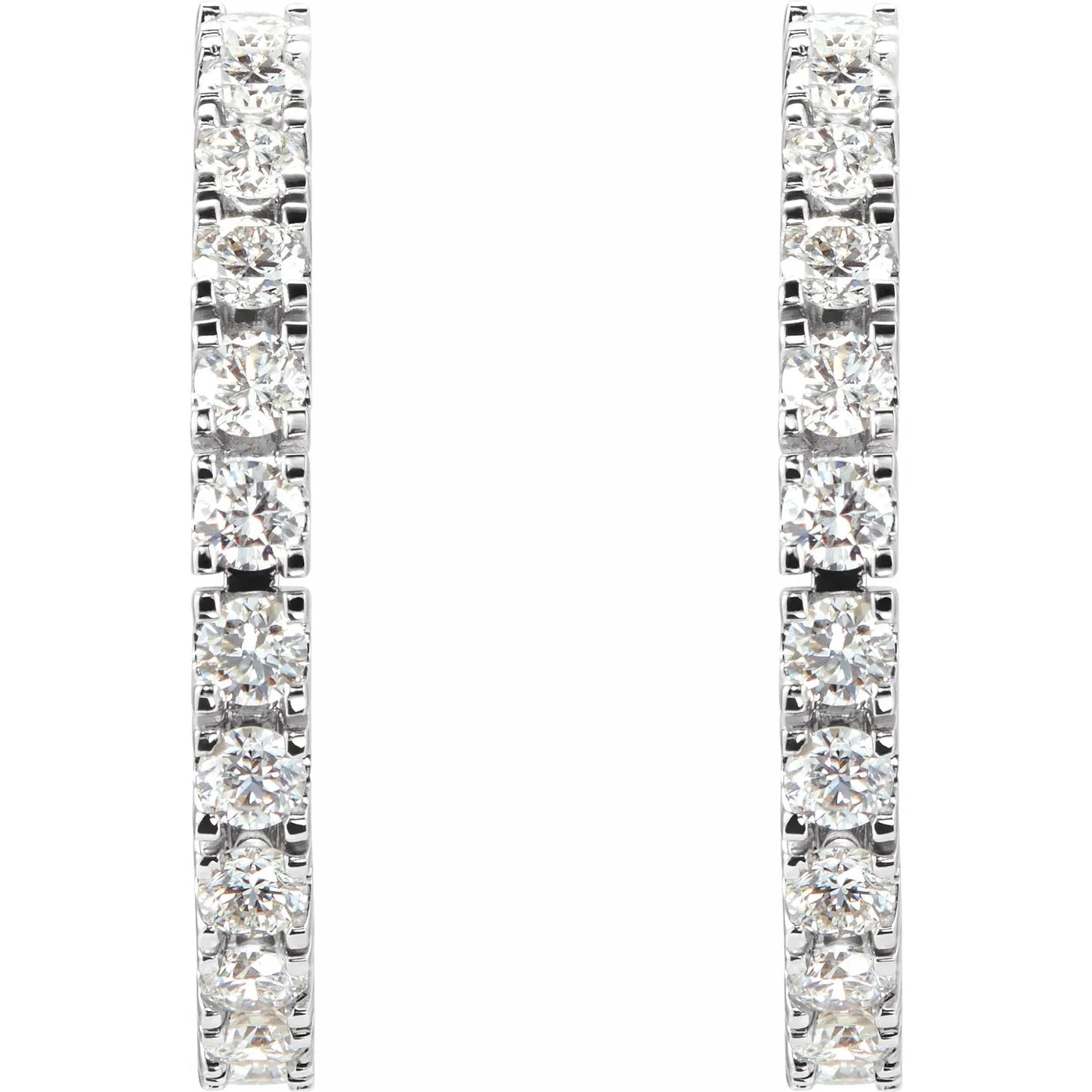 1 CTW lab grown diamond hoop earrings white gold