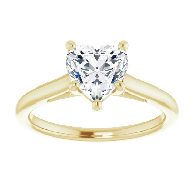 1 CT Heart Diamond solitaire Engagement Ring For women on yellow gold 