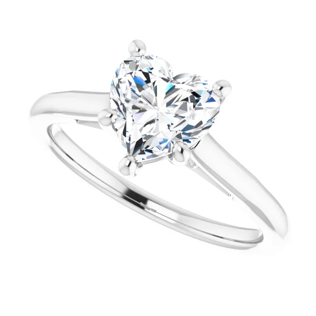 1 CT Heart Diamond solitaire Engagement Ring For women sideway picture showing center stone 