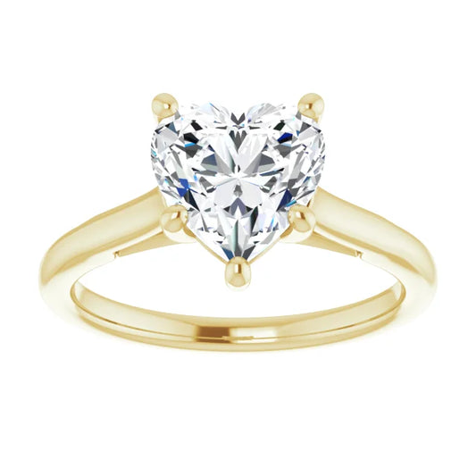 2 CT yellow gold Heart Diamond solitaire Engagement Ring For women 