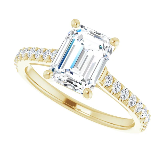 2 CT Infinity Emerald Cut Solitaire Engagement Ring for women on yellow gold side picture 